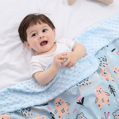 儿童婴幼儿盖毯抱被宝宝婴儿车毯子 印花童被 宝宝豆豆毯 豆豆被