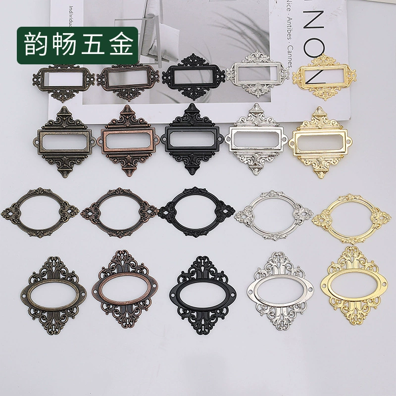 Винтажная кружевная рамка визитной карточки Слот для карт из цинкового сплава Этикетка карты ящик Рамка удостоверения личности Винтажная этикетка карты Американский стиль 4