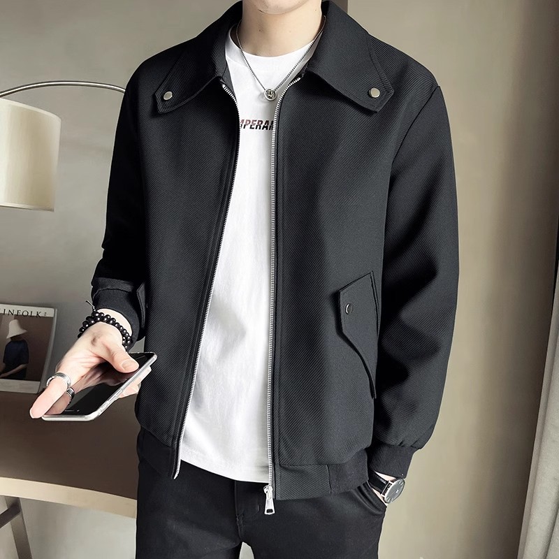 Sensación de alto nivel solapa 2025 primavera nueva chaqueta casual tendencia masculina versión coreana de la chaqueta de los hombres de estilo cocido ligero