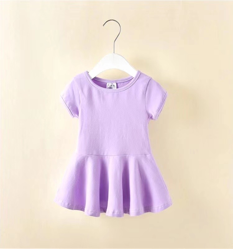 Princess Solid Color Cotton Girls Dresses display picture 3