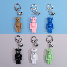 清仓网红树脂熊钥匙扣圈链龙虾扣挂件铃铛包礼品配饰衣服裤子外贸