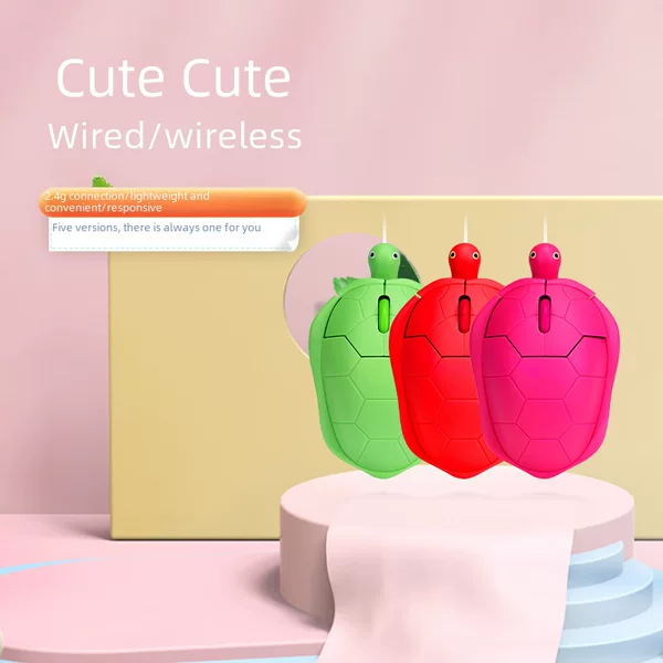 Creative Cartoon Wired Mouse Wireless Turtle Mouse Pink Cute Mouse Universal Wireless Bluetooth Turtle Mouse