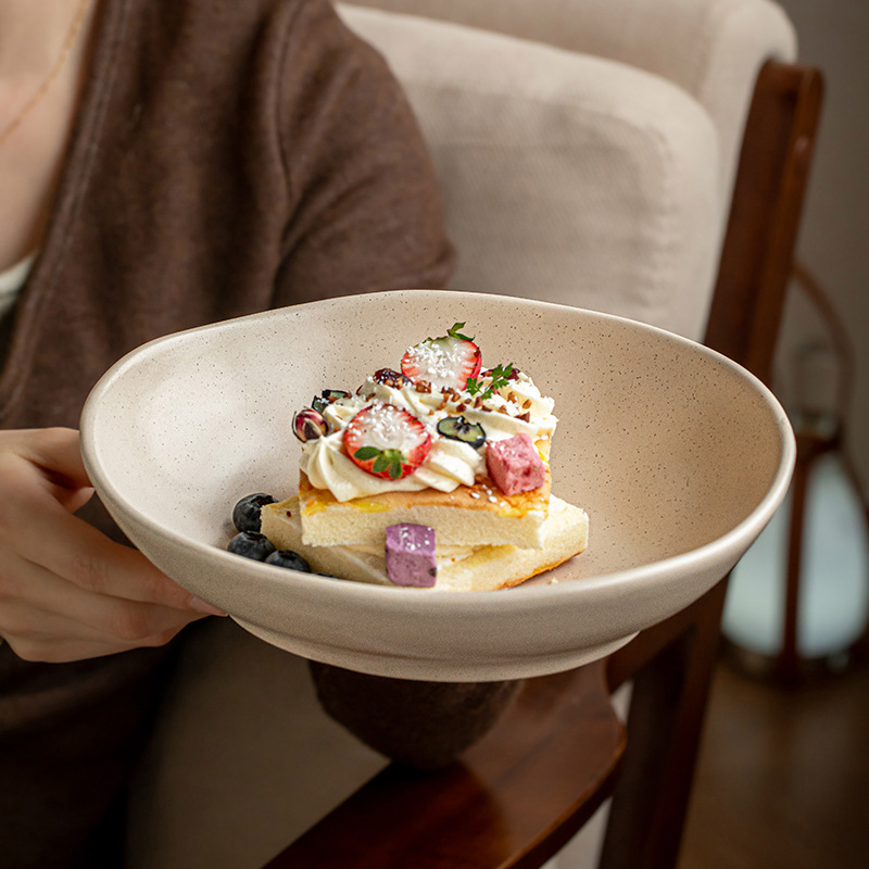 8.5 pulgadas Ike cuencos de ensalada especiales in sésamo esmalte en forma de platos de platos de arroz de curry de cerámica exportación transfronteriza