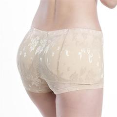 Low-rise, full-bottom, wide-hip women's padded underwear with raised buttocks and artificial buttocks, featuring sponge padding for hip and buttock enhancement, suitable for export and Amazon sales.