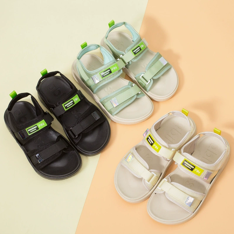 Летние красные новые спортивные повседневные волшебные пряжки мягкие подошвы пляжные сандалии школьницы плоские подошвы модные дикие туфли