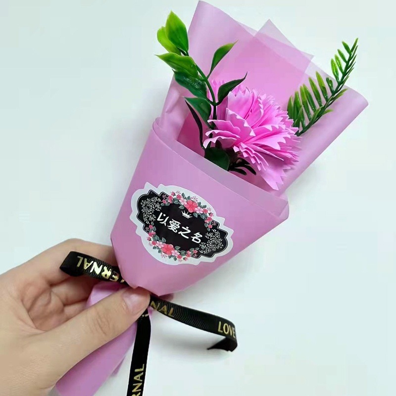 Flor artificial, clavel, ramo único, flor de jabón, venta al por mayor, regalos del día de la madre, promoción de la tienda, promoción de productos transfronterizos