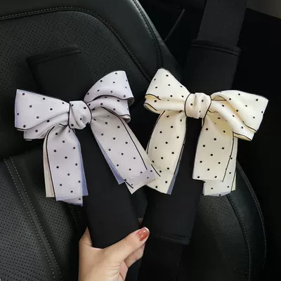 Summer Car Seat Belt Shoulder Cover Cute Goddess Bow Extended Anti-strangle Pair Internet Celebrity Car Interior Accessories