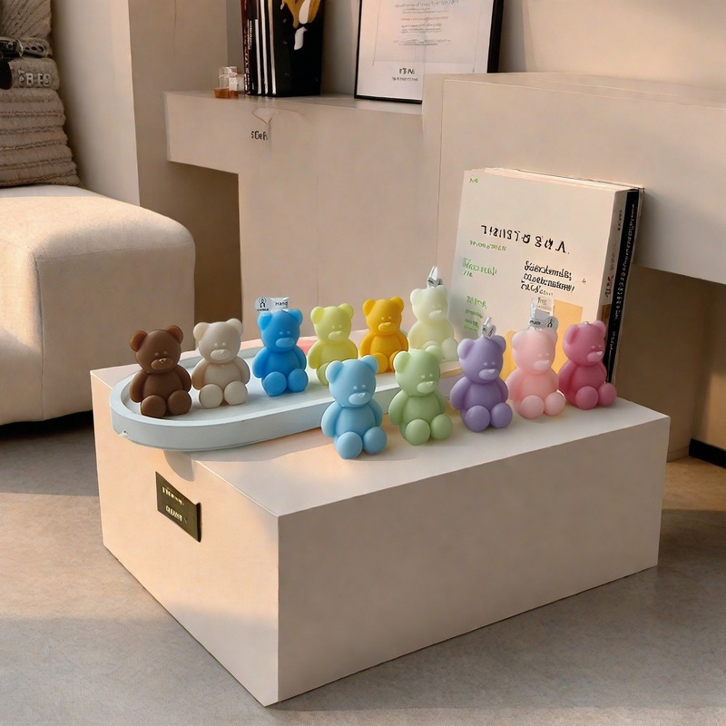 越境販売の小さなクマの香り付きキャンドル卸売、雰囲気のある装飾、バレンタインデーの飾り、誕生日のクリエイティブなギフト、インスタ映え|undefined