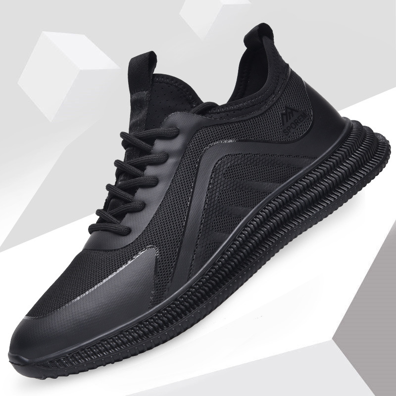 Men's shoes Summer 2023 New mesh breathable men's sports shoes Summer lightweight trend casual black shoes Men