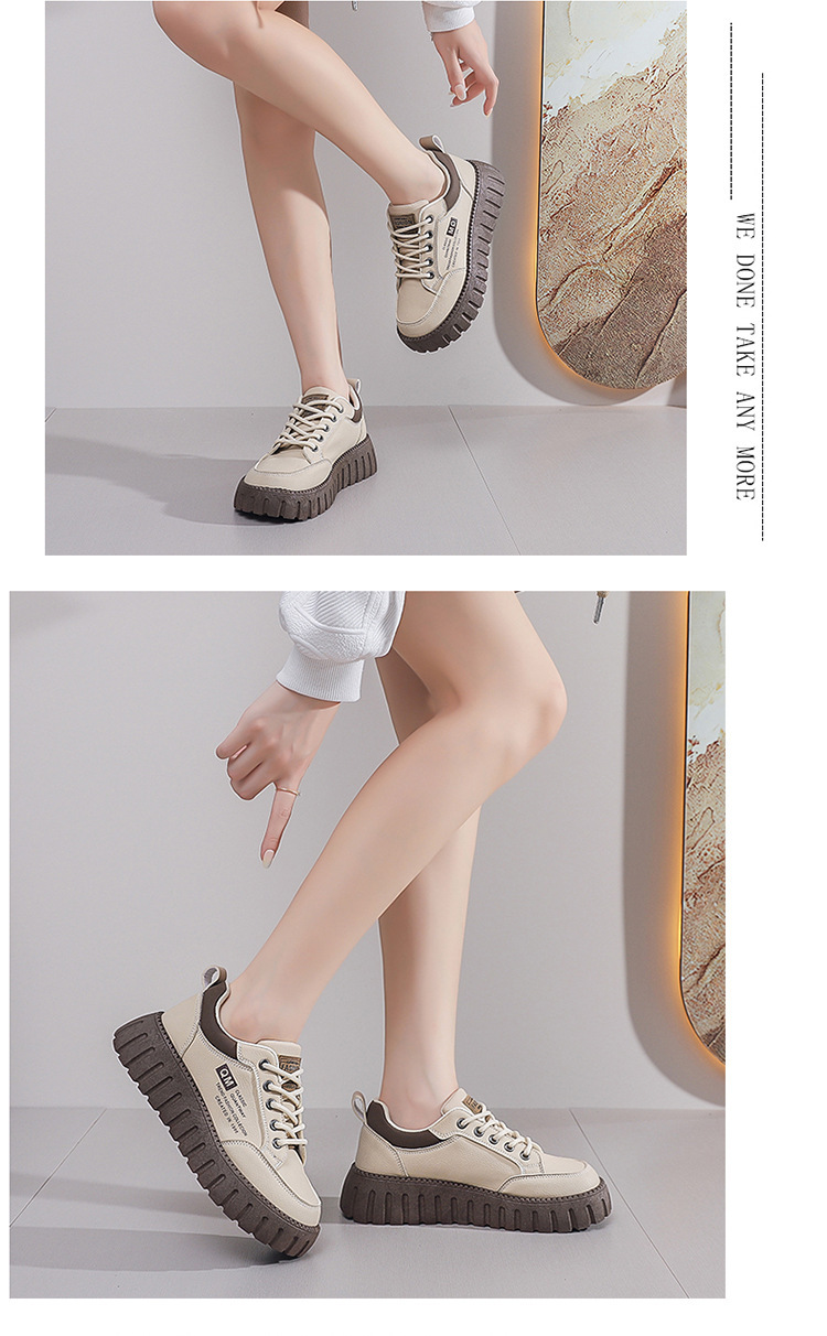 2026 Spring And Summer Women's New Breathable White Sneakers Versatile Thick-Soled Sports Casual Board Trendy Shoes_desvips.com