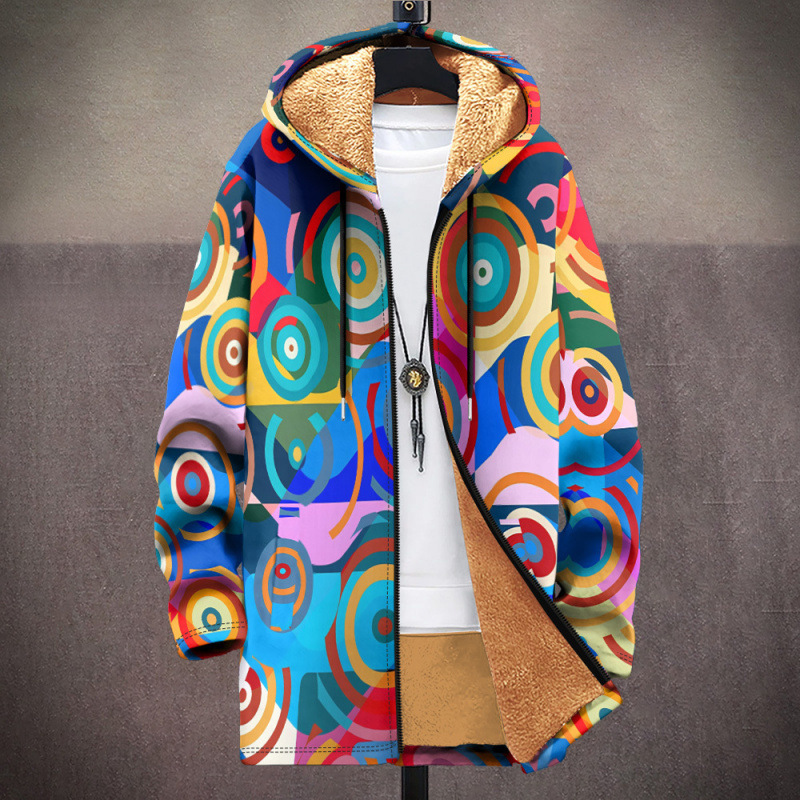 2024 Winter Multi-pattern Color fleece-lined Outdoor cotton-padded jacket Features 3D Printing Fashion Wear Zipper Pocket Thickened