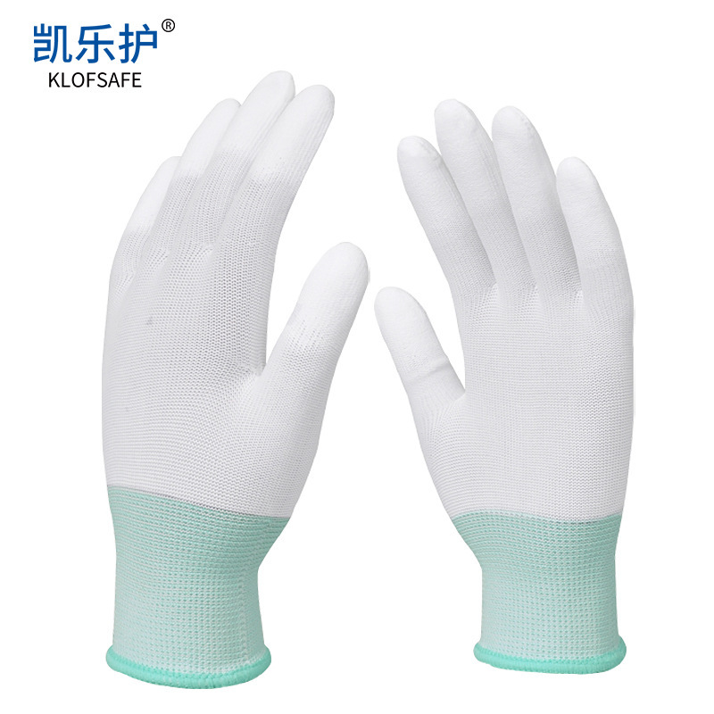 尼龙pu涂掌手套防滑耐磨工业作业涂胶无尘透气薄男女搬运精细|undefined