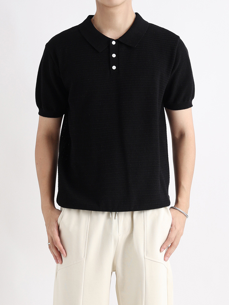 Polo de alta gama para hombre, camiseta de manga corta, solapa casual de moda, chaqueta con cuello Paul, papá verano