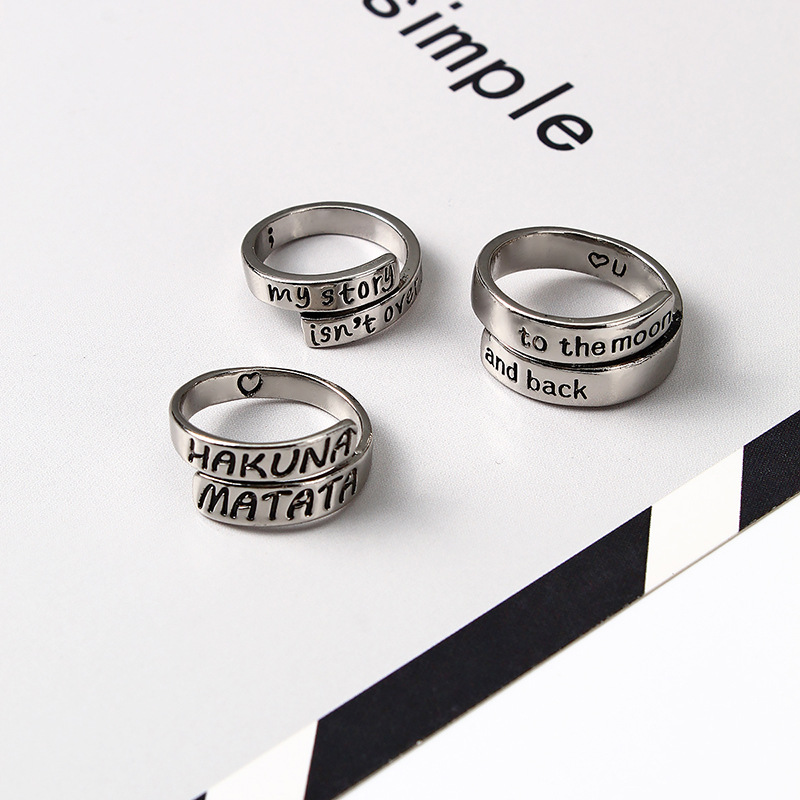 Cross-border e-commerce new men's fashion personality irregular opening letters European and American temperament ring manufacturers direct supply