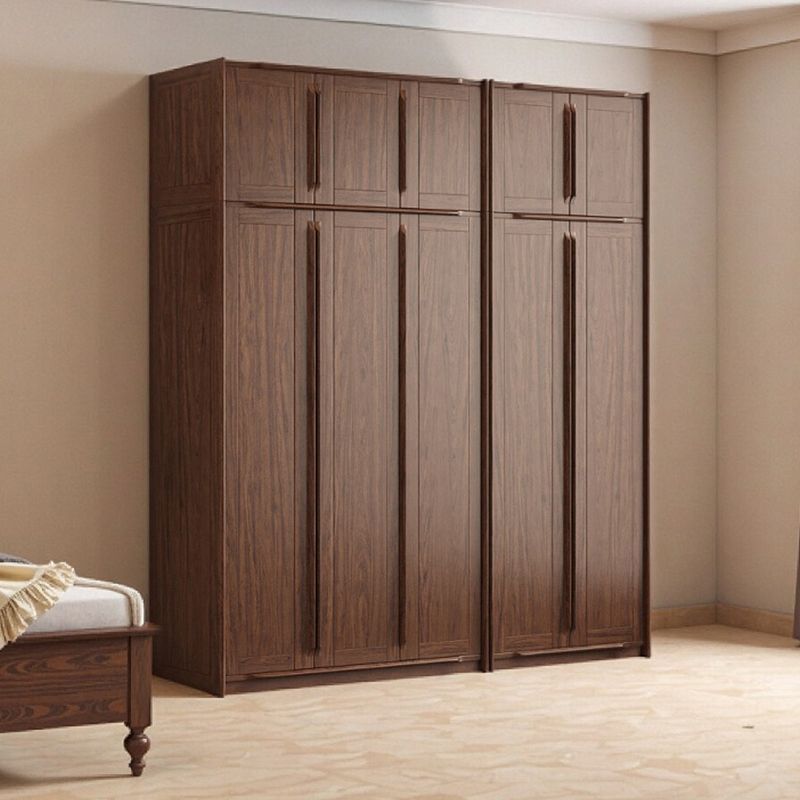 Song-Style Aesthetic Solid Wood Wardrobe Black Walnut Wardrobe Bedroom Home Double-Door Storage Locker One Door to the Top