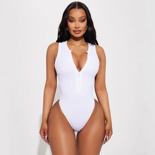 European and American solid-color women's streetwear zip-up niche-design street innerwear, American-style Instagram-inspired, cross-border hot-girl wholesale.