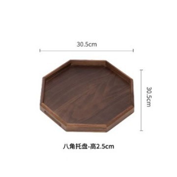 bandeja de color nuez hogar plato de té octogonal taza de té restaurante bandeja de almacenamiento de té bandeja de madera maciza