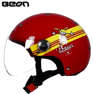 Motorcycle Safety Supplies — half helmet Four Seasons universal - bright-redyellow-girl-m