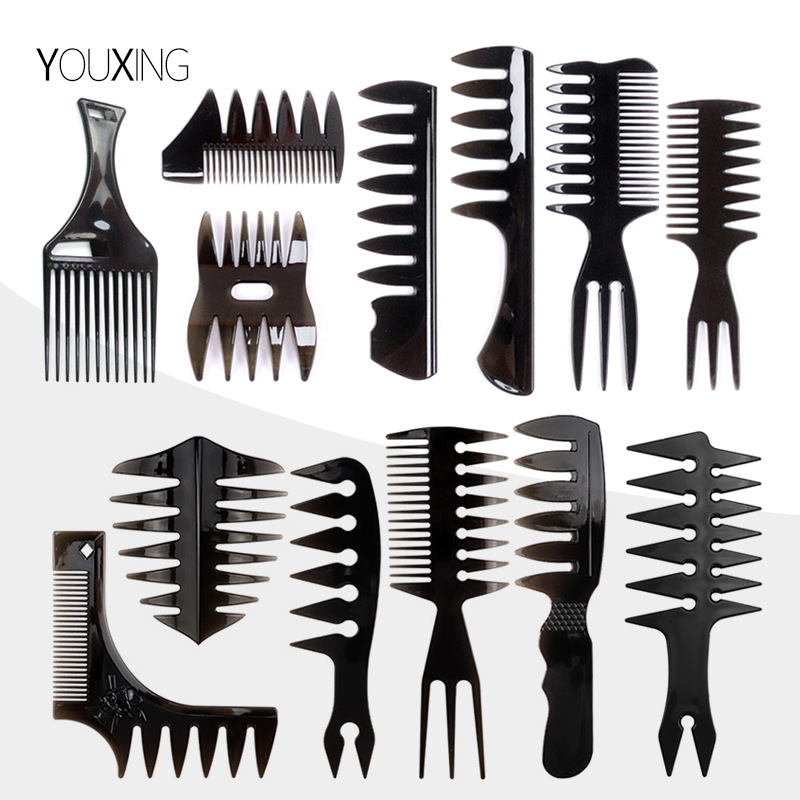 Factory direct retro oil comb men's shape comb big tooth comb back texture comb double-sided insert comb wide tooth comb