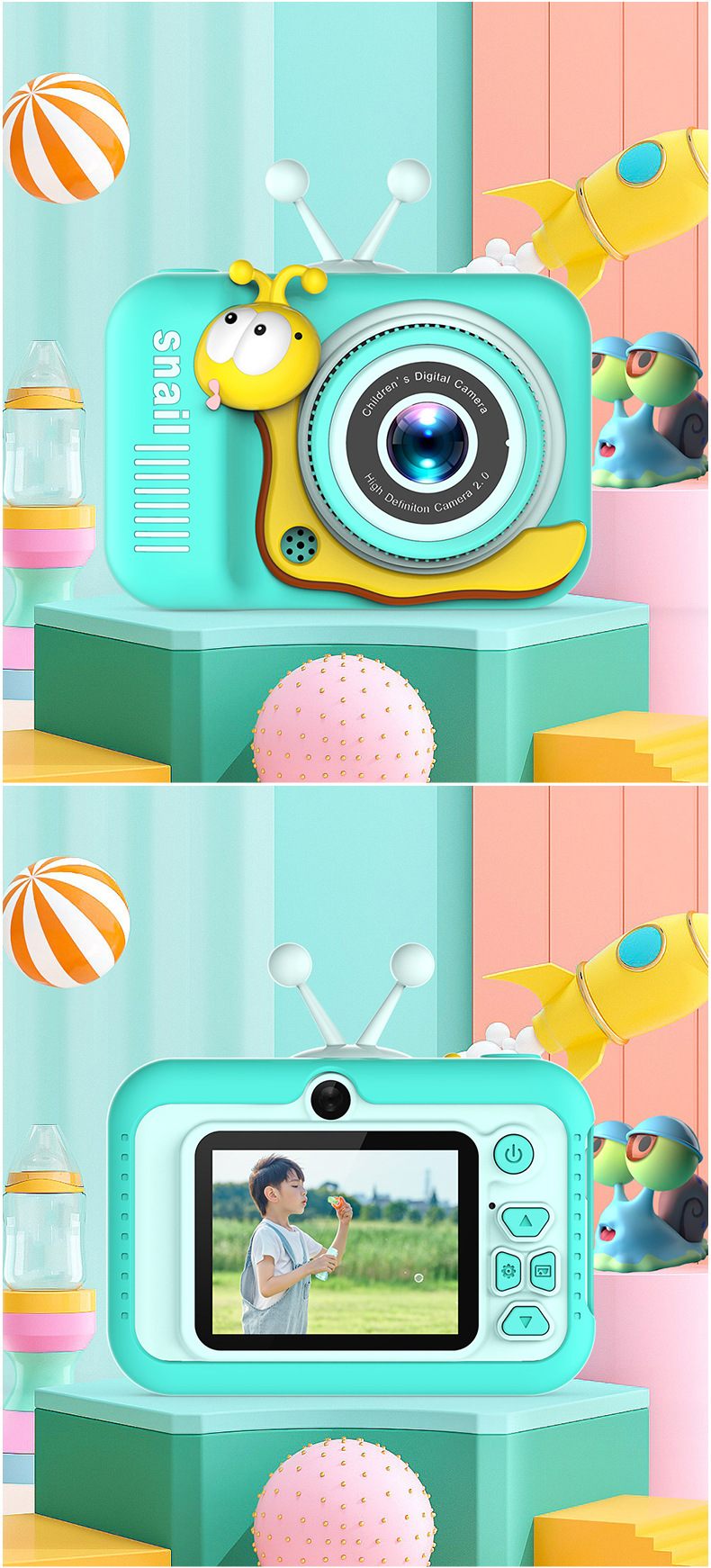新款儿童相机蜗牛2000W像素迷你小孩可拍照录像照相机详情25