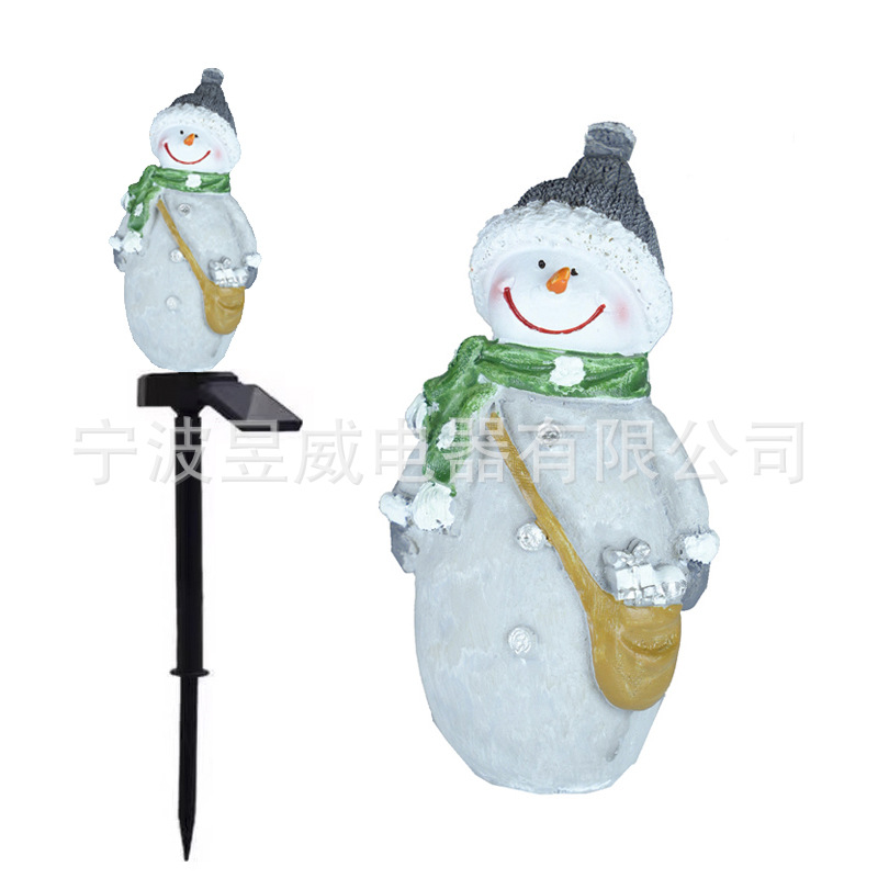 Nuevo solar Navidad muñeco de nieve enano resina césped jardín lámpara vacaciones jardín paisaje atmósfera lámpara