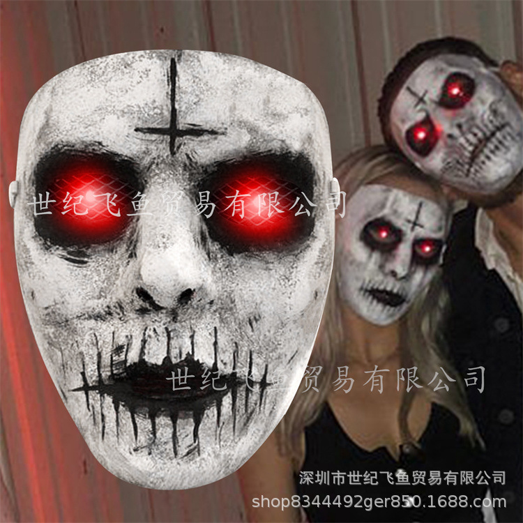 Peces voladores Halloween demonio asesino horror máscara demonio LED máscara luminosa casa encantada Cámara accesorios Grim Reaper cara