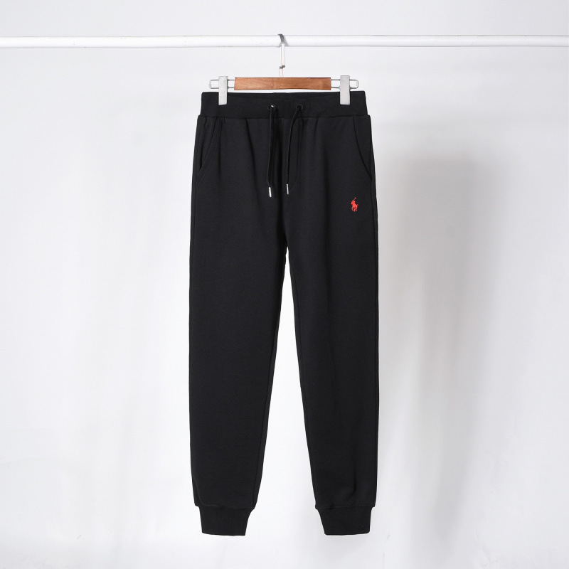 Pants black with red label