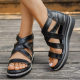Cross-border foreign trade plus size sandals women 2025 summer new European and American cross fish mouth Roman sandals 43 yards wedge heel