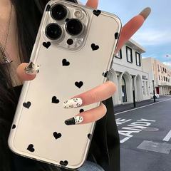 シンプルなハート型のiPhoneケース、Apple 17 Pro Max、iPhone 16、iPhone 15、iPhone 14、iPhone 13対応、耐衝撃、透明、フルカバー、欧米風
