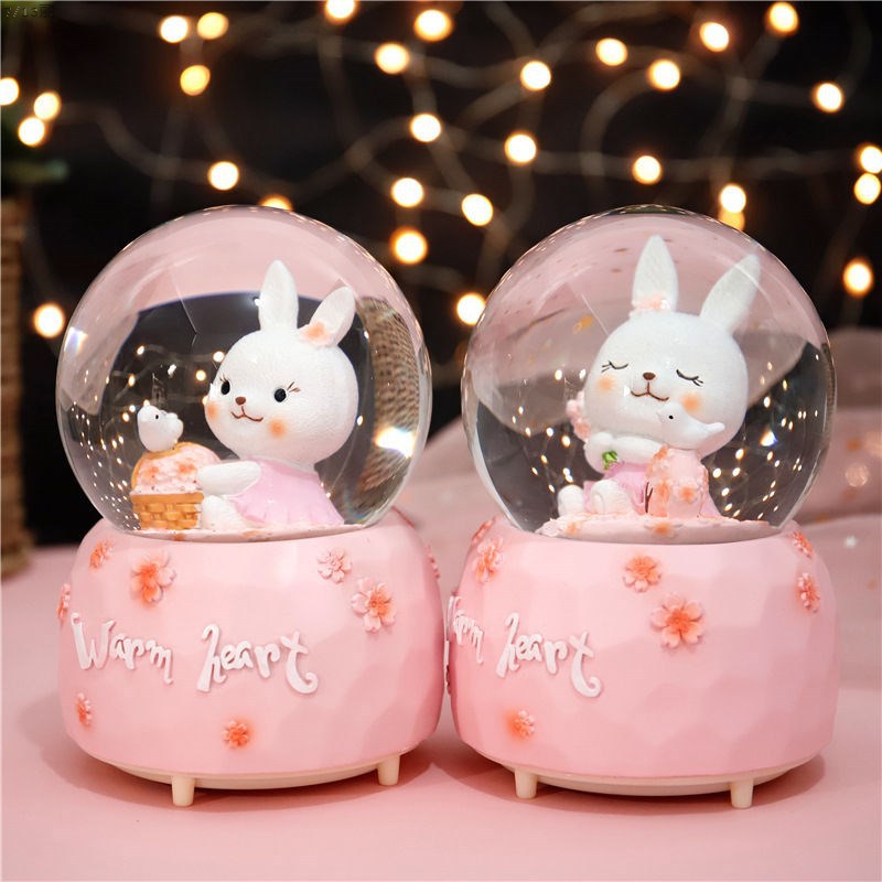  Customized Cartoon Rabbit Crystal Ball Nordic Girly Christmas Gift Ornament Resin Craft Creative