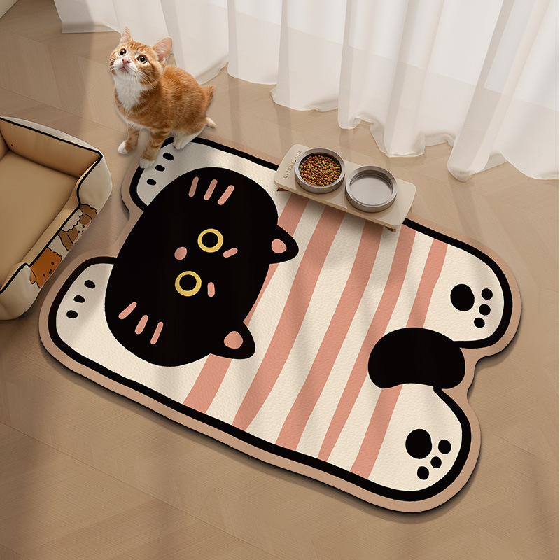 Cojín de comedor de mascotas creativo de dibujos animados resistente a la suciedad, cojín de cuero limpiable, resistente al desgaste y al rasguño, fácil de cuidar, cojín antideslizante