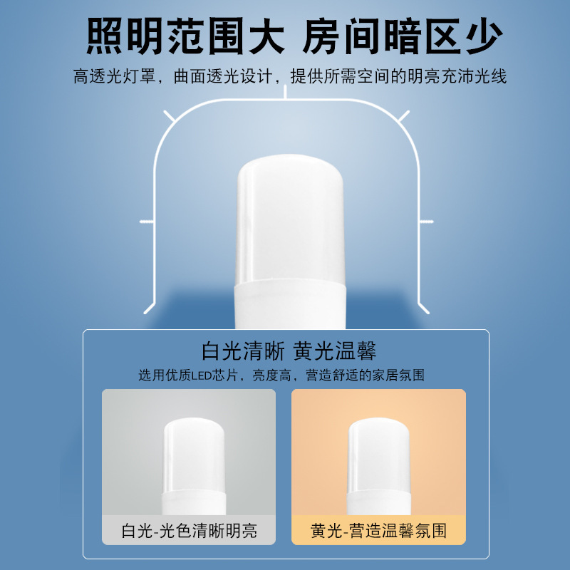 Led柱形電球e27ねじ口円柱形家庭用照明長条トウモロコシランプ球泡白色光黄色光|undefined