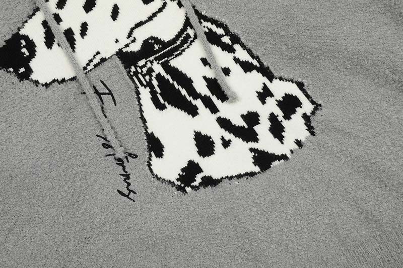 Herrenbekleidung Amerikanischer Trendy-Marken-Cartoon-Tierwelpe Jacquard-Pullover mit Kapuze für Männer und Frauen Street Loose Lazy Style Pullover_voghion.com
