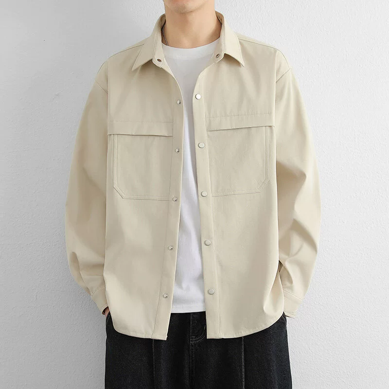 2025-Рубашка мужской тренд весна новая свободная молодежная рубашка куртка 0108