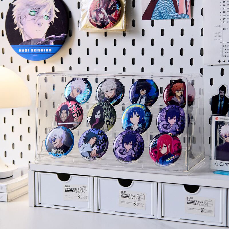 透明収納ボックス、雑穀陳列棚、防塵陳列キャビネット、二次元アニメ周辺バッジ、デスクトップ整理|undefined