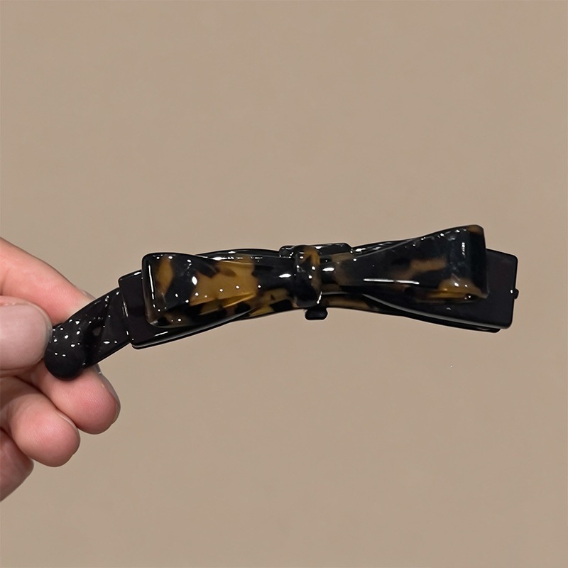 3# amber leopard print bow banana clip, approximately 11cm