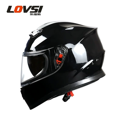 full helmet riding electric motorcycle four | Motosiklet kaskı (dəbilqə) - glossy-black-double-mirror-full-face-helmet-m57-58cm