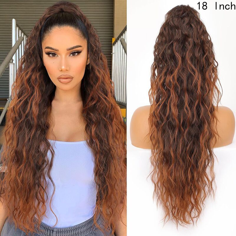 Xuchang ウィッグ Yuanyang 18inch ポニーテールウィッグ女性用ウールカーリーロングカーリーヘアコーンパーマウォーターリップルポニーテールウィッグ女性用|undefined