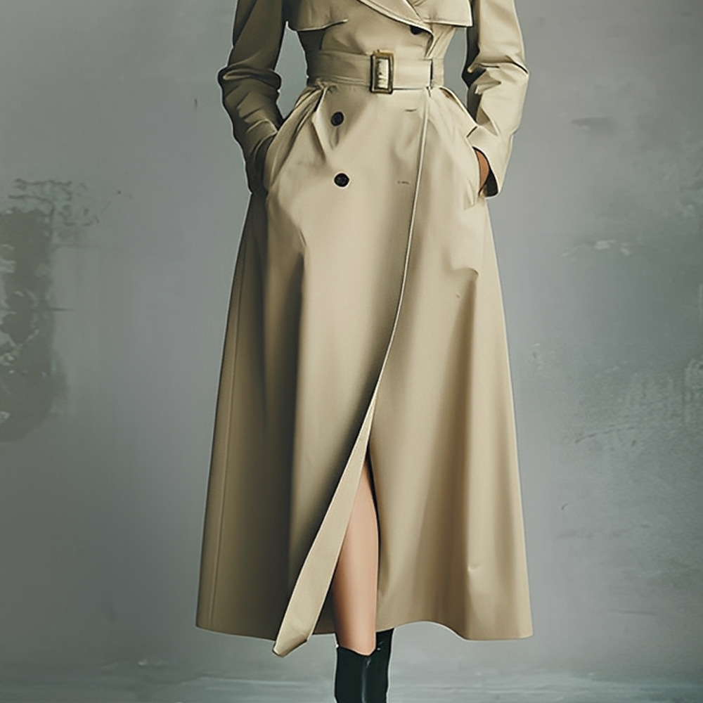 Amazon Cross-Border 2026 Autumn and Winter New Style Elegant British Style Versatile Slimming Long Coat Women's Windbreaker Jacket