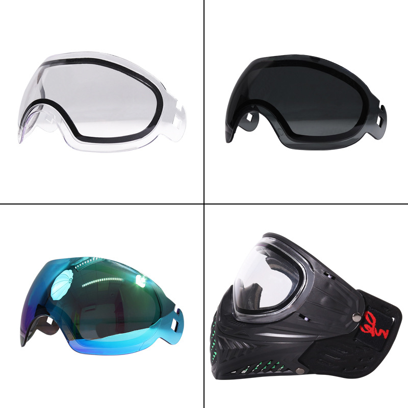 新款双色胶面罩镜片跨镜电商双层镜片替换镜片防护面罩paintball