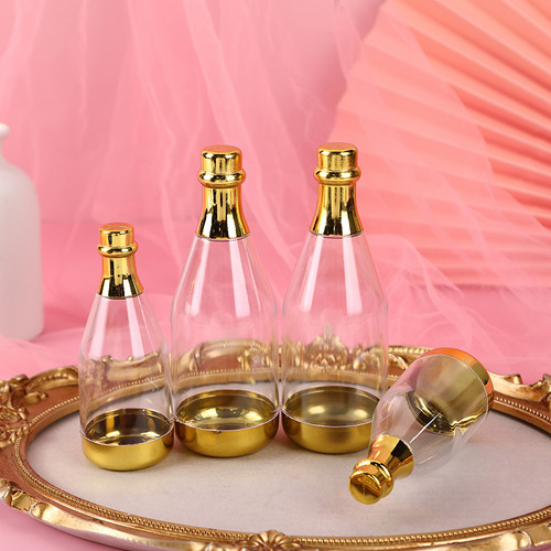 Factory direct sales champagne bottle wedding sugar box transparent small wine bottle wedding sugar box souvenir foreign trade candy box