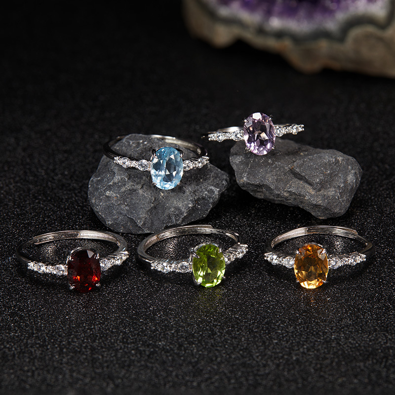 Bague designer pour femme en argent avec améthyste et citrine_voghion.com