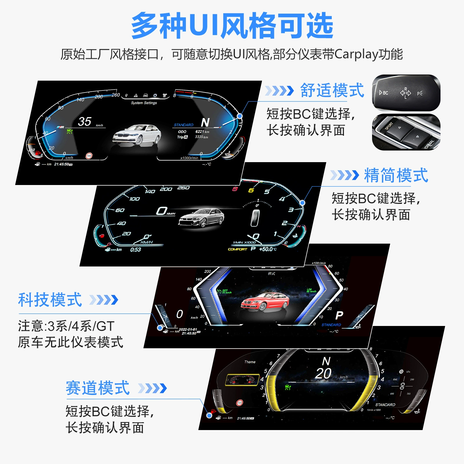 Подходит для приборной панели BMW 3 серии f30/f31/f32/f33/f36/GT-f34 ЖК-панель приборов