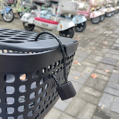 lock aluminum alloy front basket Helmet lock - 28cm-thick-steel-cable-rope-key-style-black