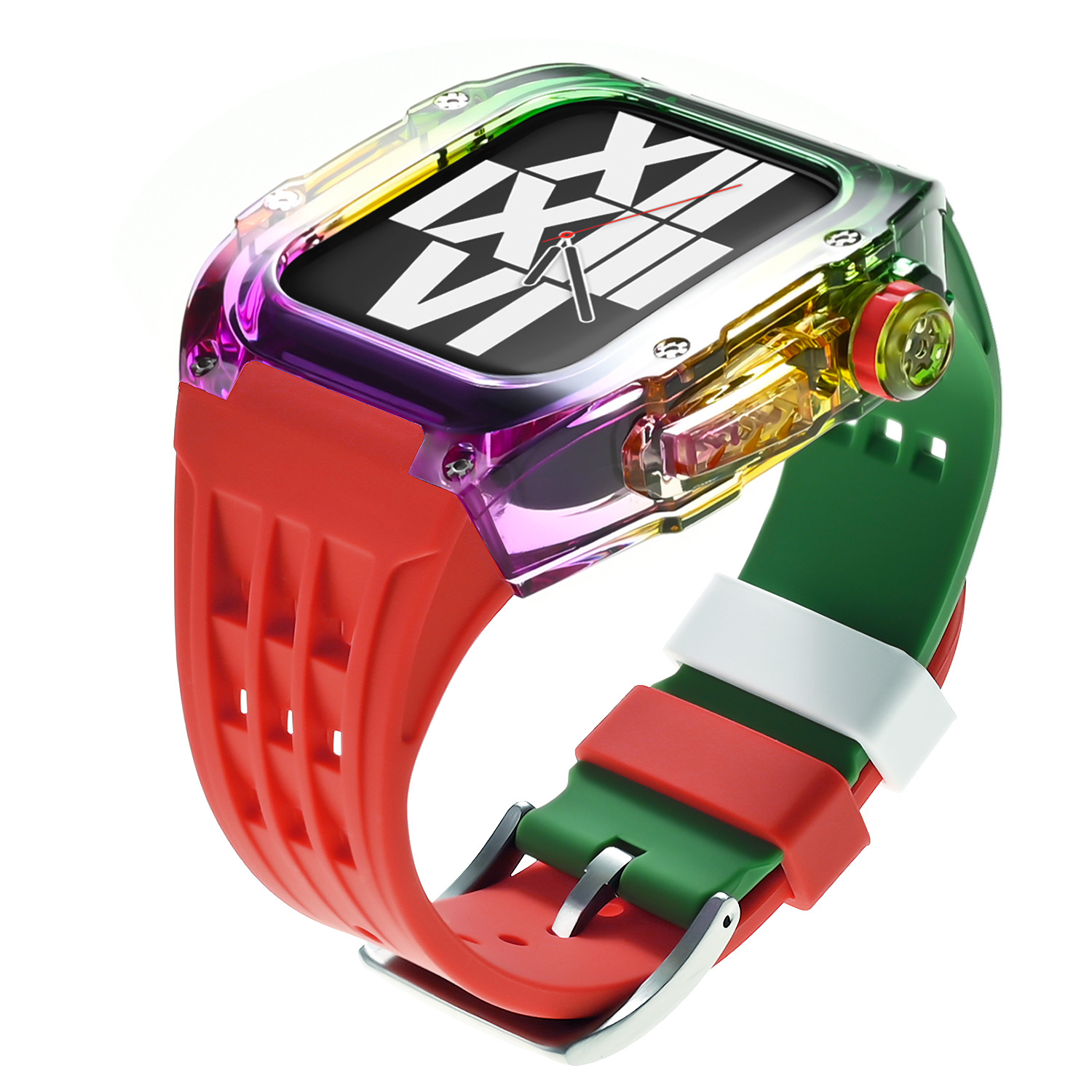 [핀버클] 레인보우 그라데이션 쉘-레드 및 그린 스트랩