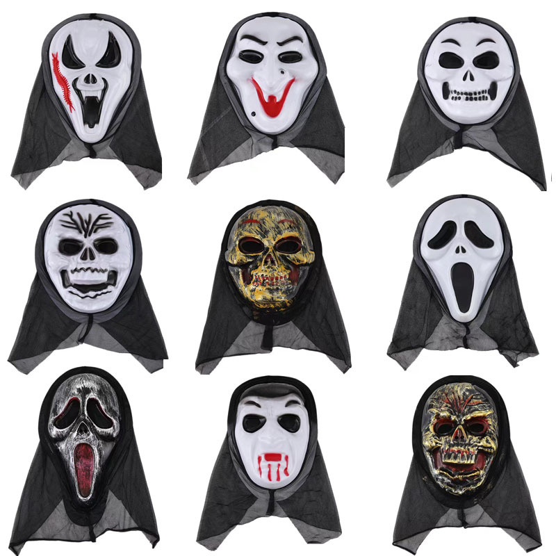 thumbnail image 1 of Disfraces de Halloween 2024 Máscara de fantasma de terror de Halloween, accesorios para la cabeza de baile para fiesta, máscara de cara completa antigua de una sola pieza con calavera gritando, 1 of 5