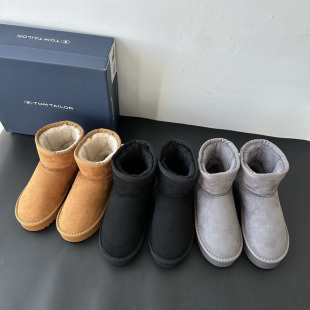 2024 Winter New Short Tube Snow Boots Women's Korean-style All-match fleece-lined Warm Slip-on Lazy Cotton Shoes