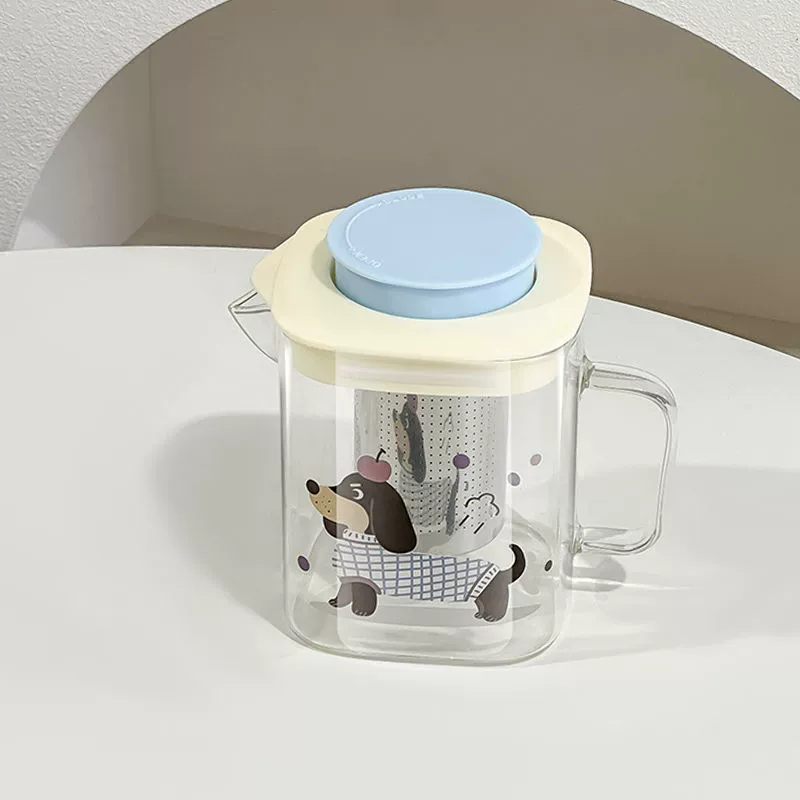 Capacious square tea, glass teapot