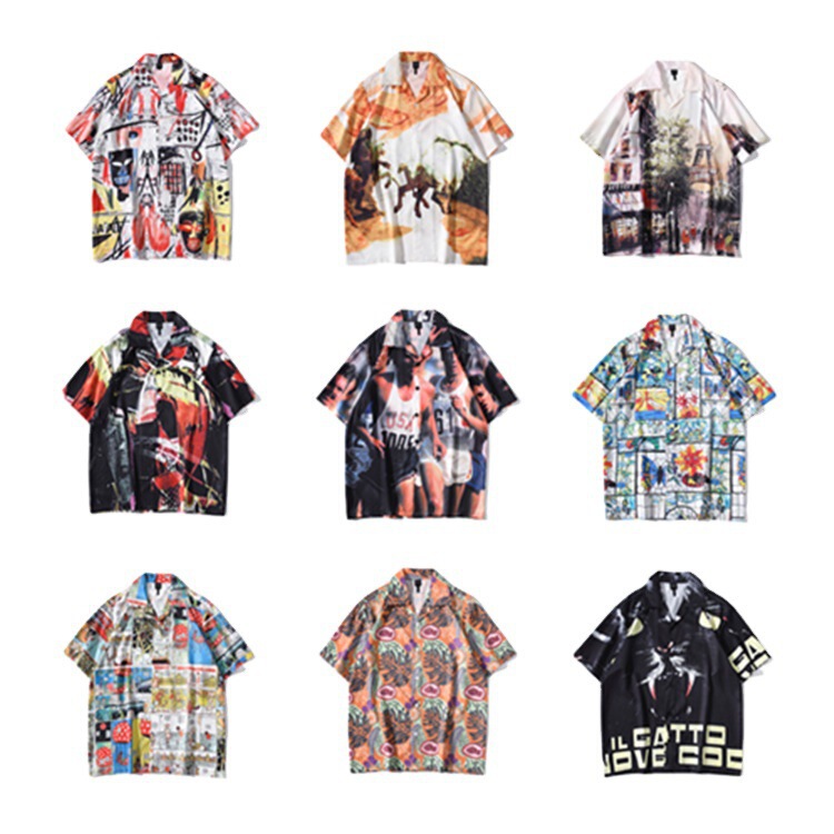 vintage Vacation Style Vintage Abstract 3D Printed Shirt Men's and Women's Short-sleeved Thin Lazy Style Shirt Coat POD