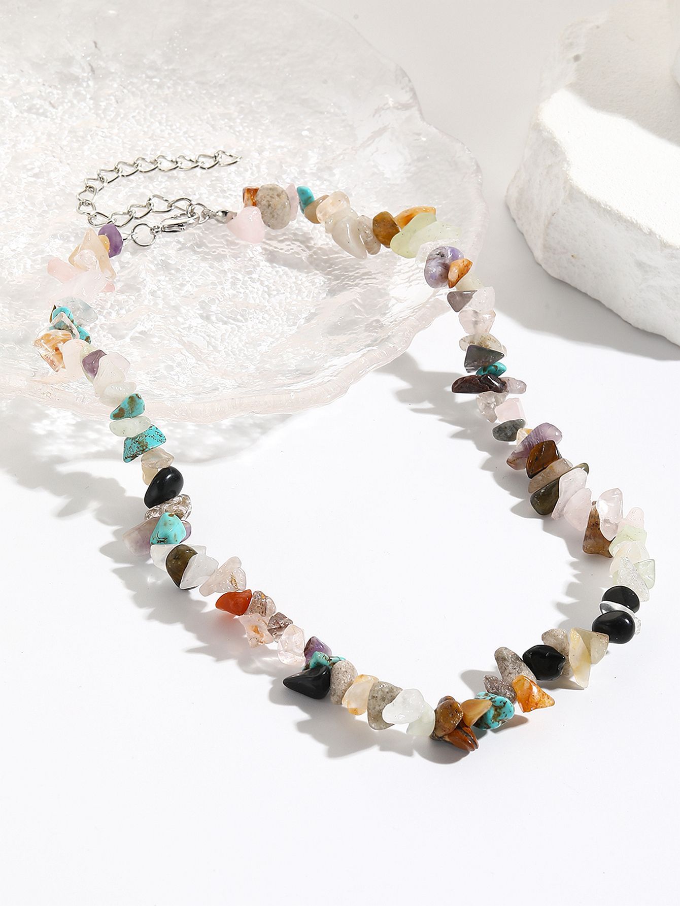 nouveau collier de perles en pierre de couleur collier de clavicule en pierre naturelle accessoires de collier design bijoux de niche_voghion.com